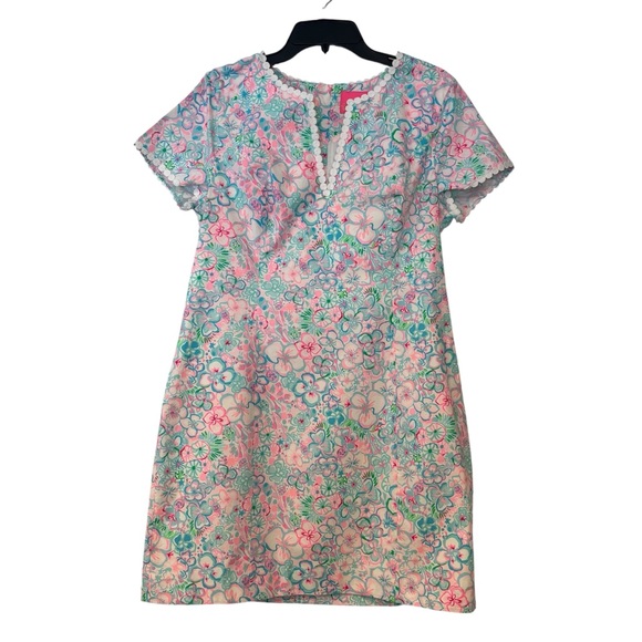 Lilly Pulitzer Braylin Stretch Shift Dress  Resort White Love Bug Print Size 12 - Picture 2 of 11